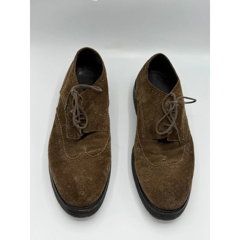 Bruno Magli Mens Brown Suede Wingtip Oxford Brogue Shoes Made in Italy Size 11M